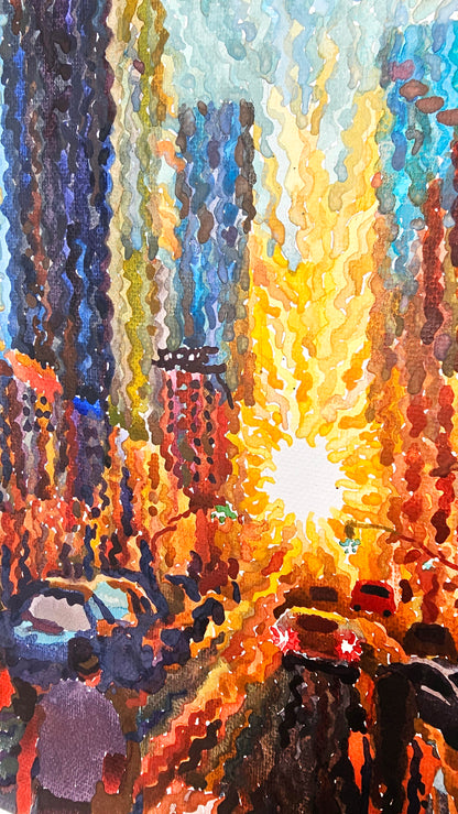 Manhattan Watercolor Painting by Tanbelia