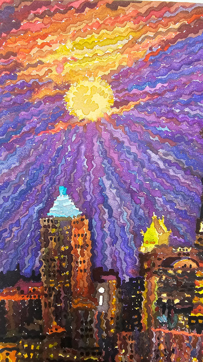 Pittsburgh Watercolor Painting by Tanbelia