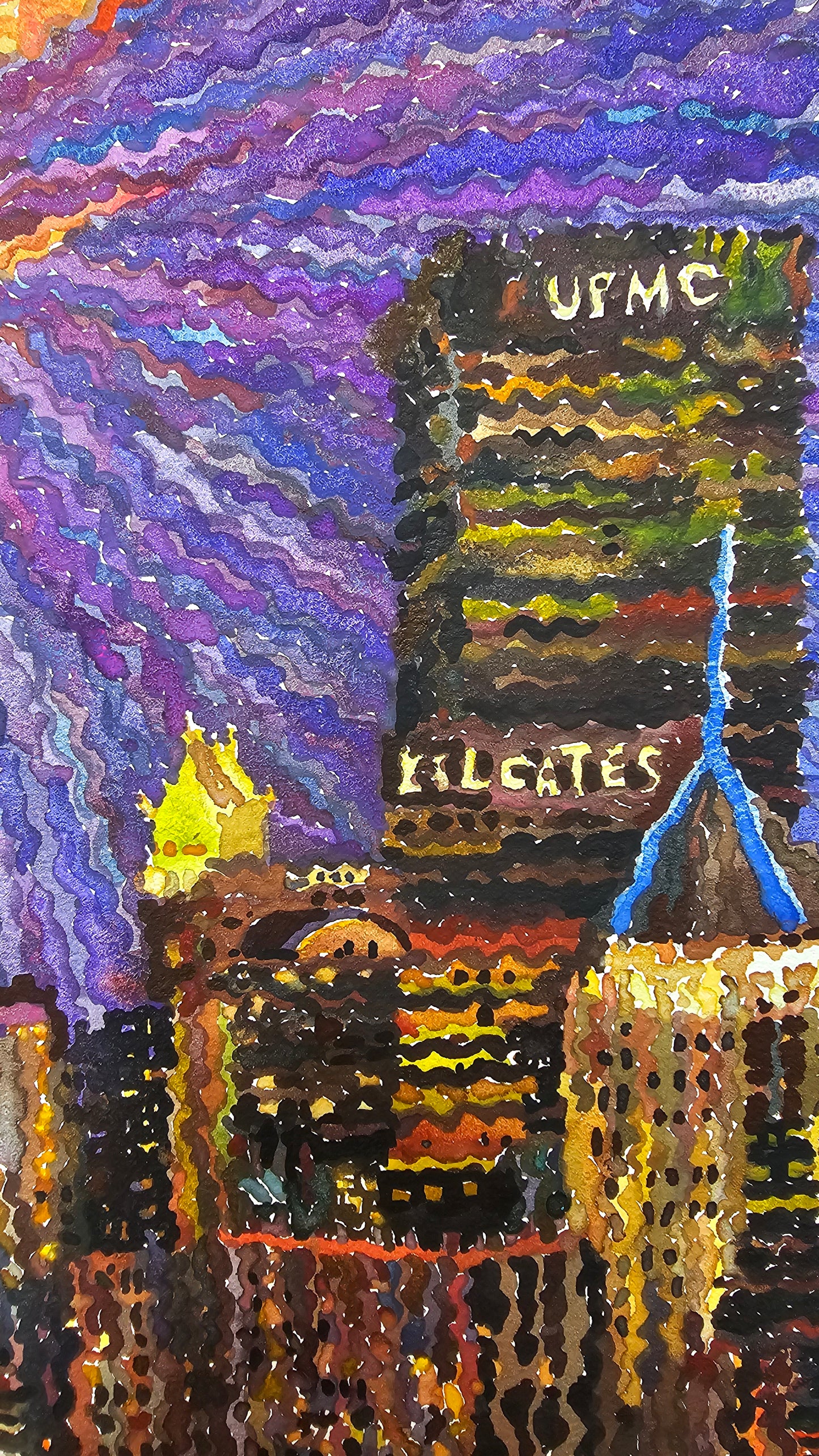 Pittsburgh Watercolor Painting by Tanbelia