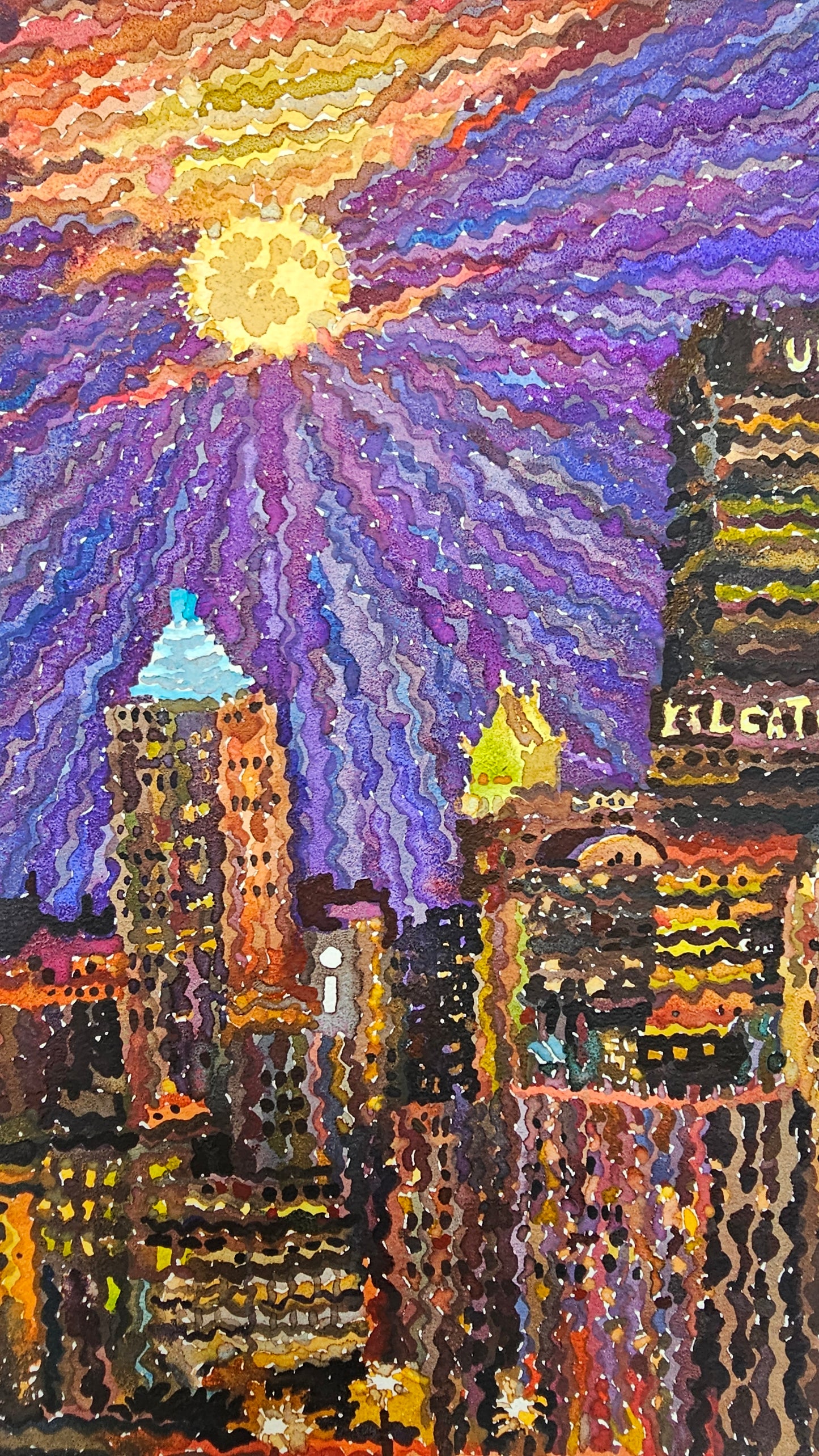 Pittsburgh Watercolor Painting by Tanbelia