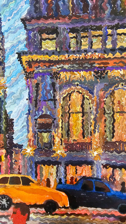 Astor Trust Building Watercolor Painting by Tanbelia