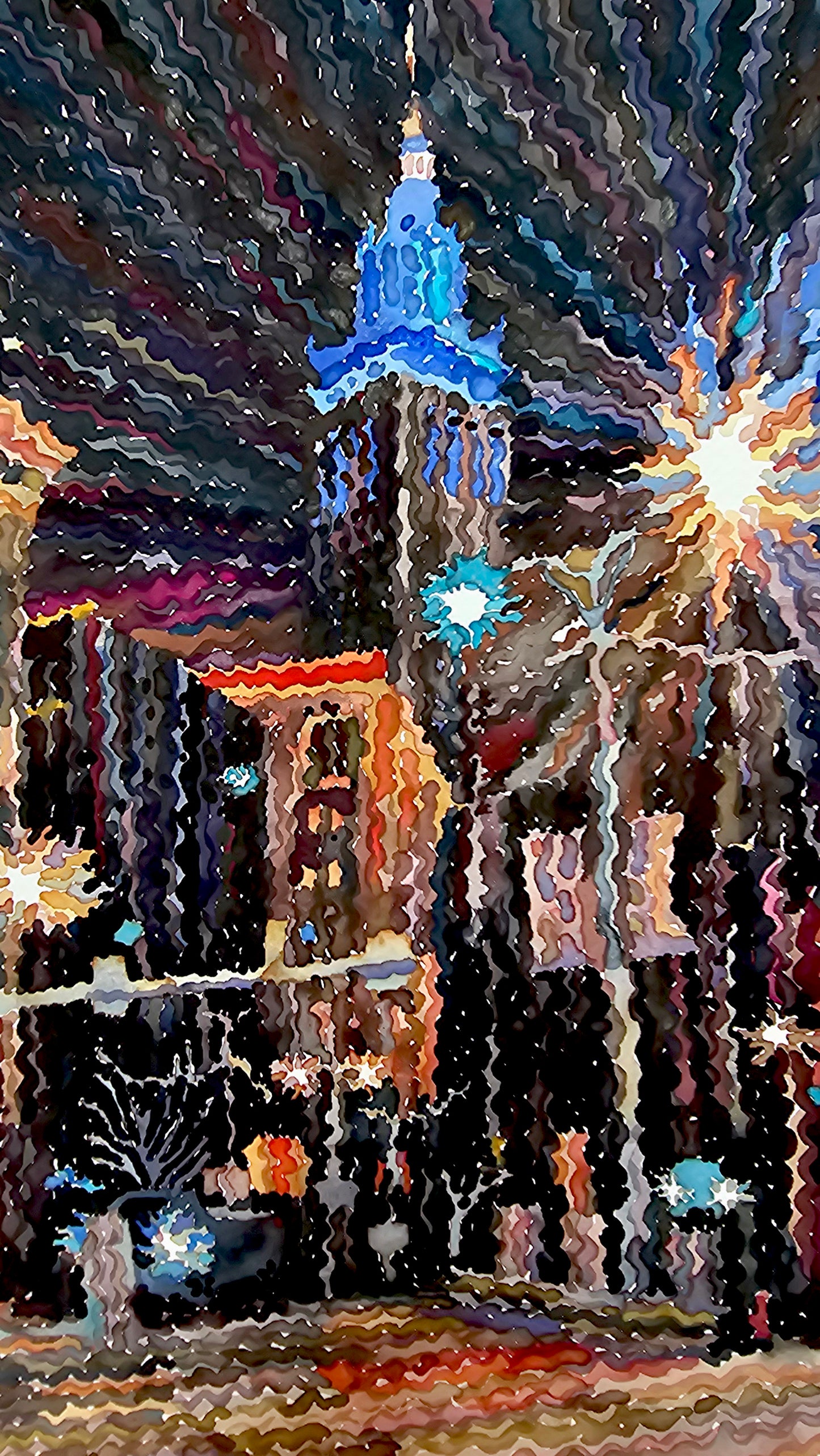 Cleveland Watercolor Painting by Tanbelia