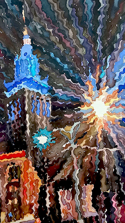 Cleveland Watercolor Painting by Tanbelia