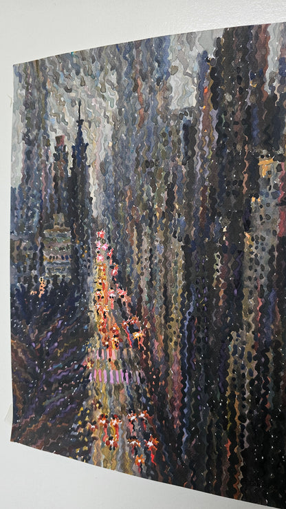 Rainy Manhattan Watercolor Painting by Tanbelia