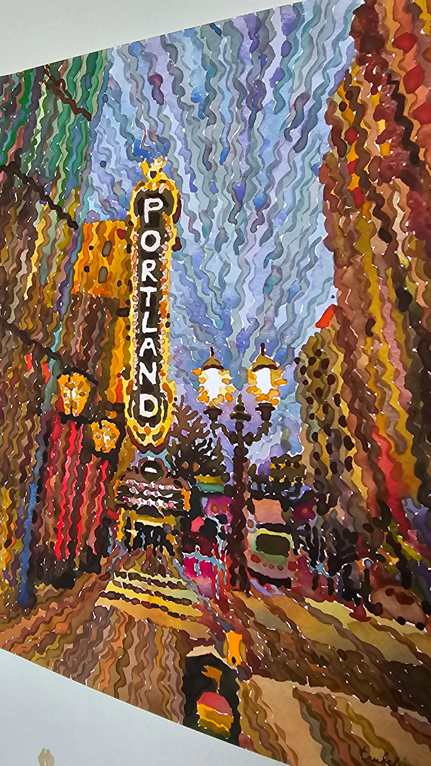 Portland Watercolor Painting by Tanbelia