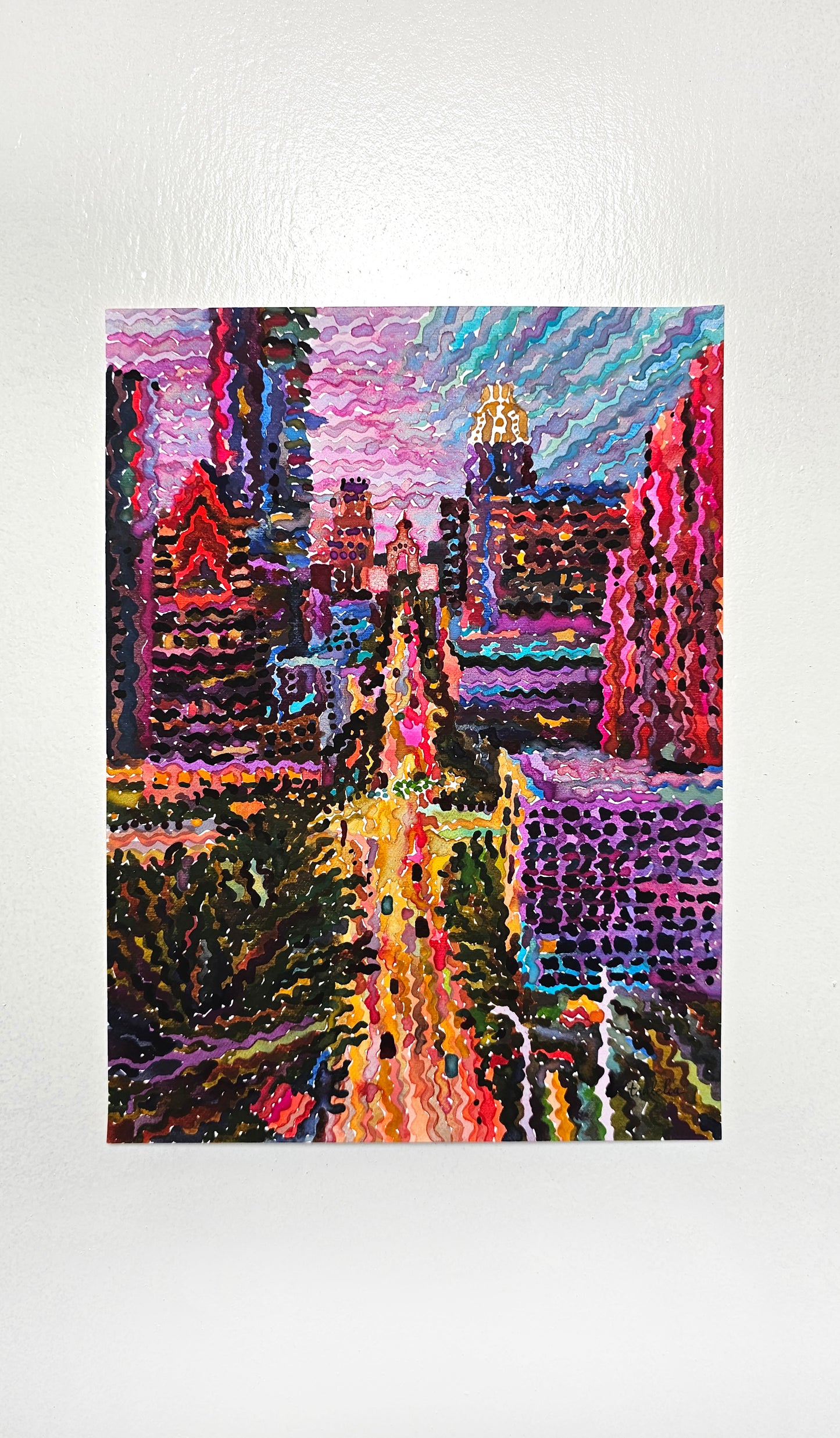 Downtown Austin Watercolor Painting by Tanbelia