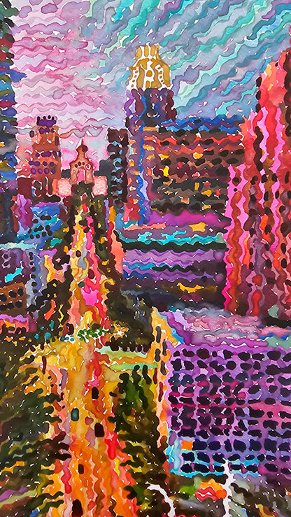 Downtown Austin Watercolor Painting by Tanbelia