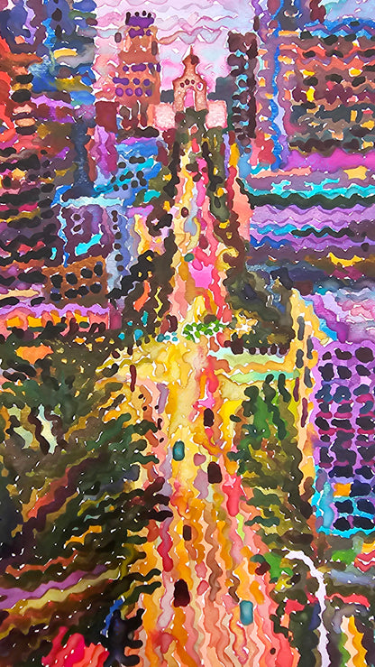 Downtown Austin Watercolor Painting by Tanbelia