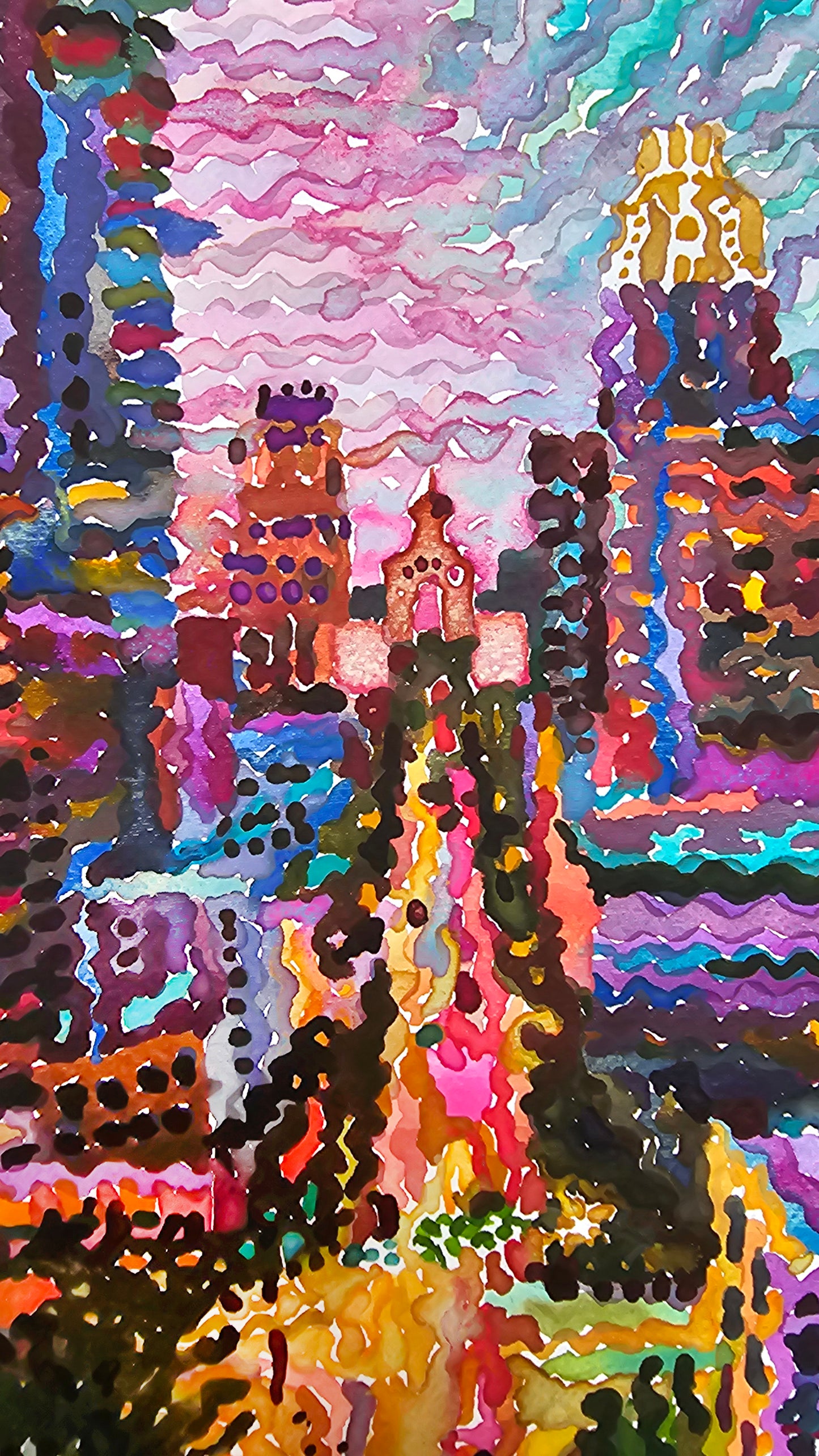Downtown Austin Watercolor Painting by Tanbelia