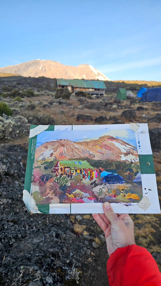 Klimanjaro Mountain Watercolor Painting - Exclusive