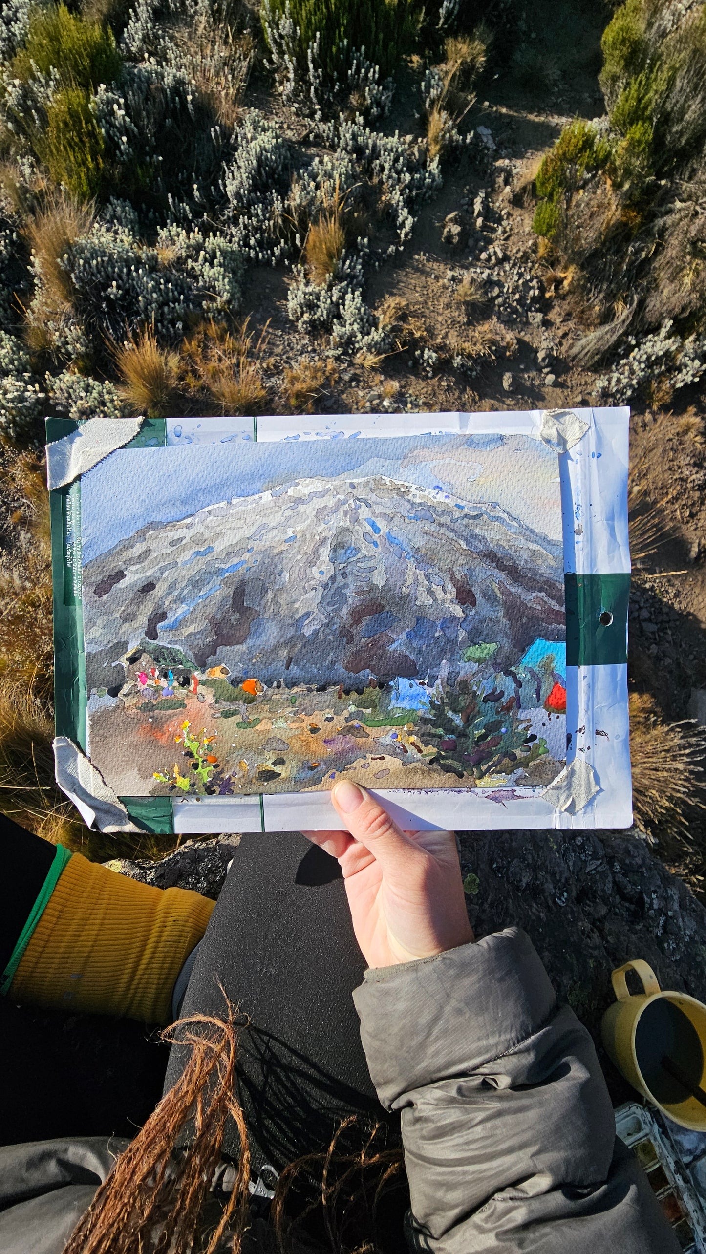 Klimanjaro Mountain Watercolor Painting - Exclusive