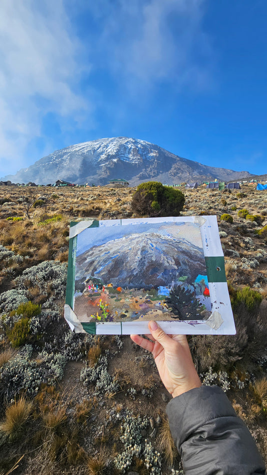 Klimanjaro Mountain Watercolor Painting - Exclusive