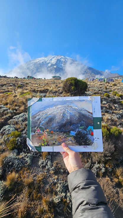 Klimanjaro Mountain Watercolor Painting - Exclusive