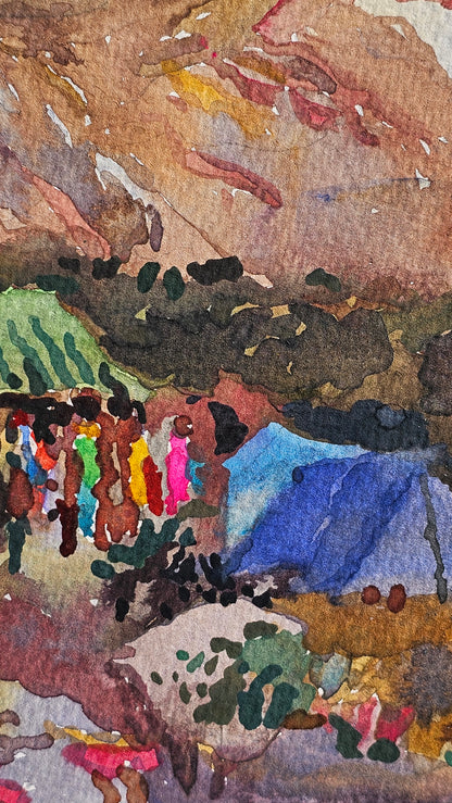 Klimanjaro Mountain Watercolor Painting - Exclusive
