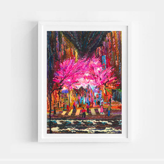 Sakura Blossom in Tokyo Watercolor Painting by Tanbelia