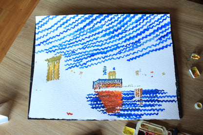Brooklyn Bridge Watercolor Painting. Commissioned