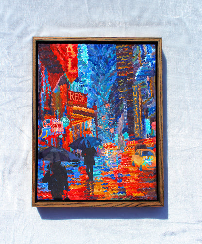 Rainy New York City Framed Watercolor Artwork