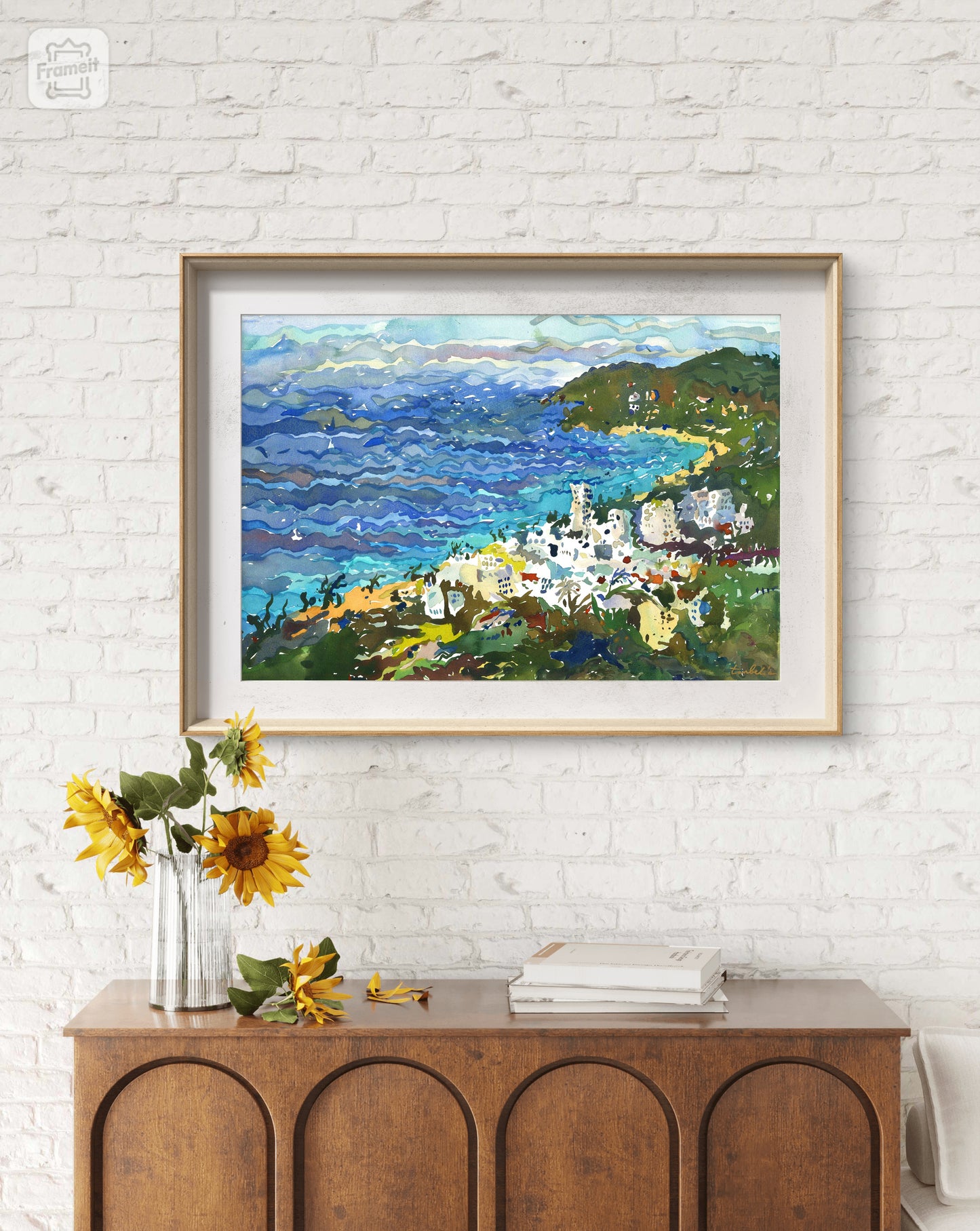 Phuket Island Watercolor Painting, Original Beach Artwork, Thailand Seascape Wall Art by Tanbelia