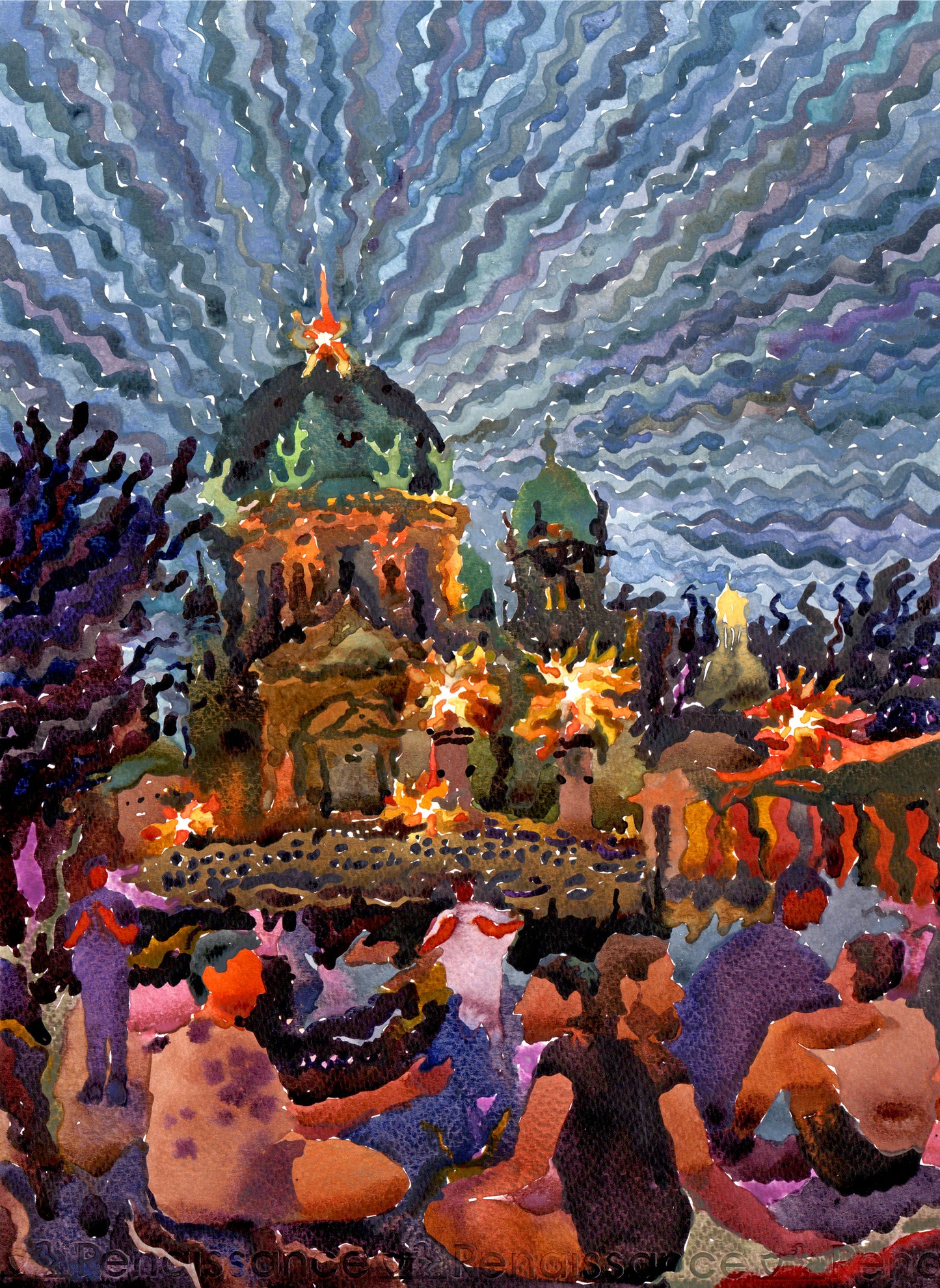 Berlin City Watercolor Painting by Tanbelia