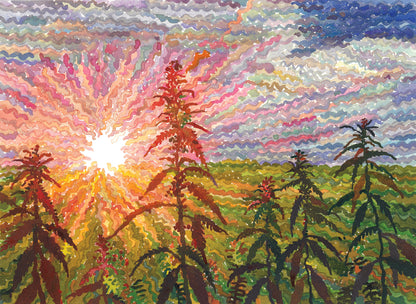Cannabis Watercolor Painting by Tanbelia