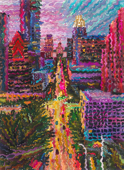 Downtown Austin Watercolor Painting by Tanbelia