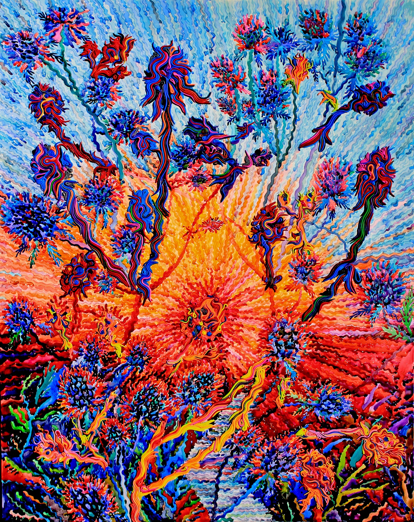 Extra Large Eryngium Flowers Painting by Tanbelia