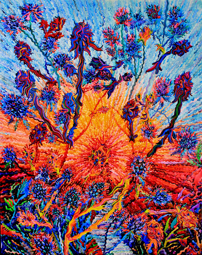 Extra Large Eryngium Flowers Painting by Tanbelia