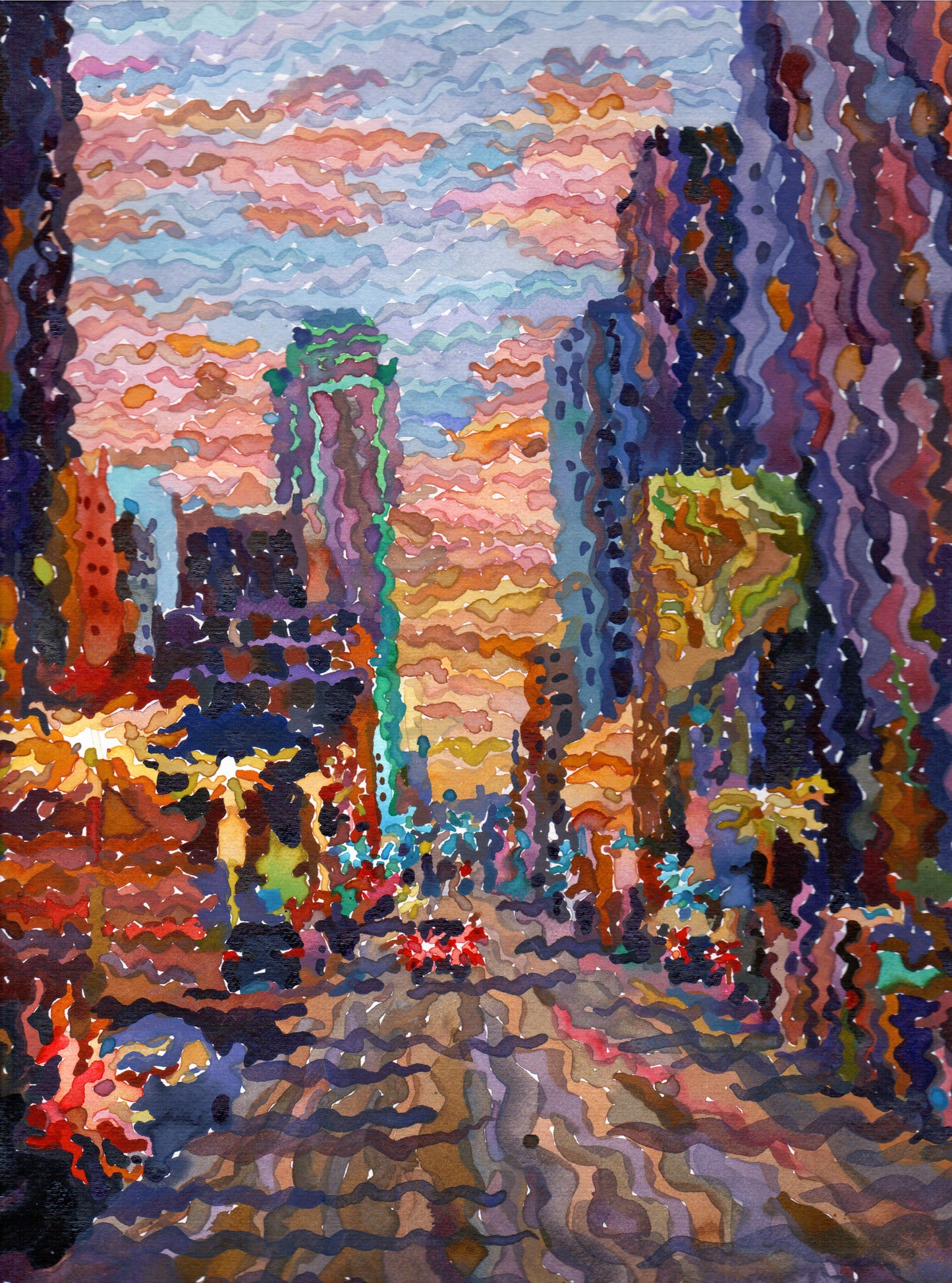 Dallas City Watercolor Painting by Tanbelia