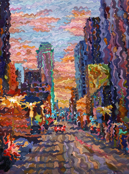 Dallas City Watercolor Painting by Tanbelia