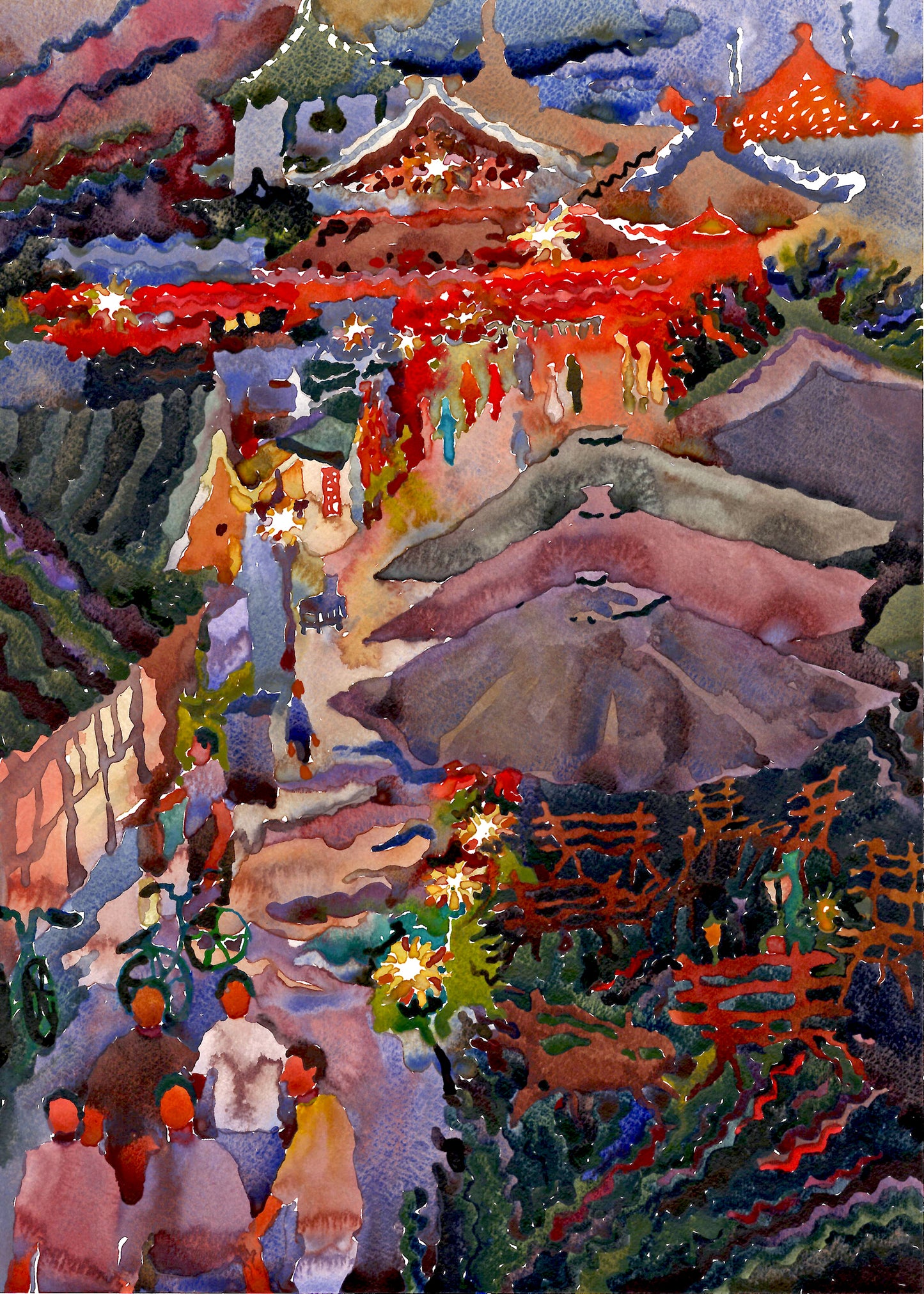 Beijing City Watercolor Painting by Tanbelia