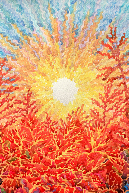 Countryside Sunset Watercolor Print