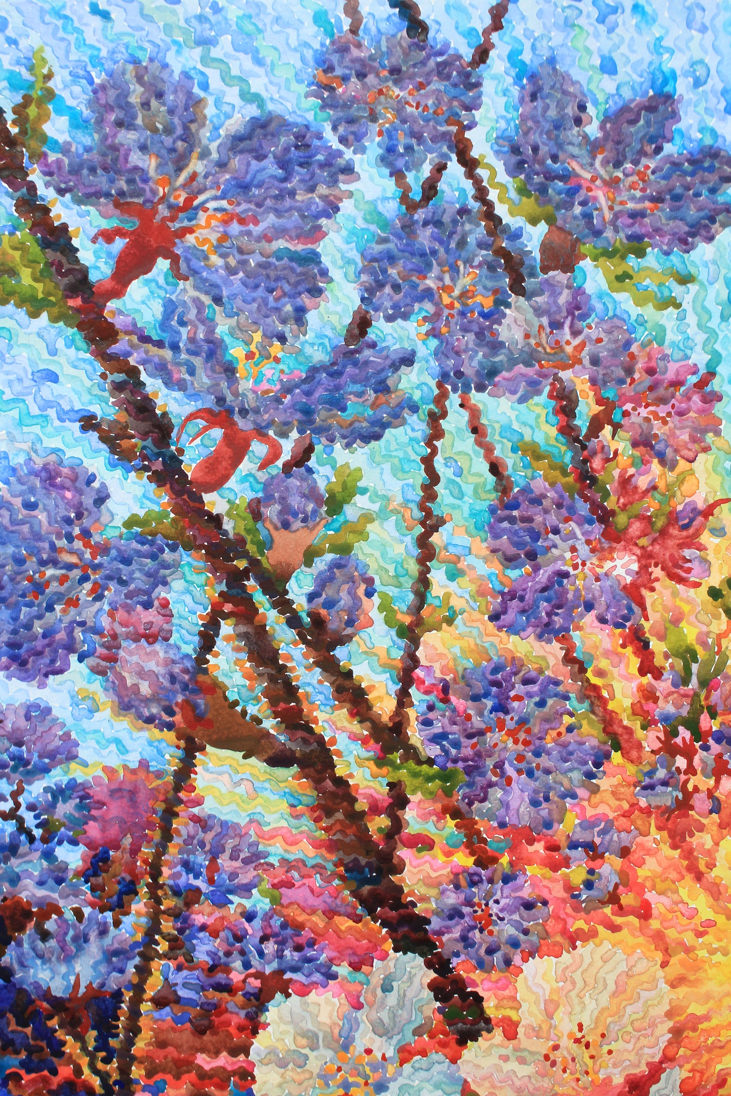 Cherry Blossom Watercolor Original Painting by Tanbelia