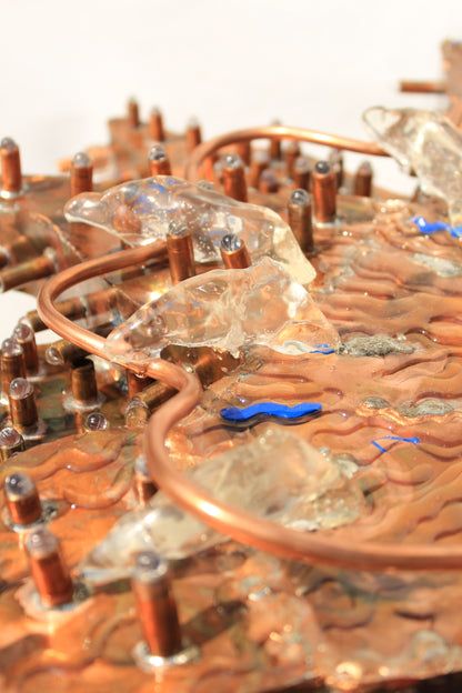 The way to life - Copper Extra Large Wall Sculpture with Light