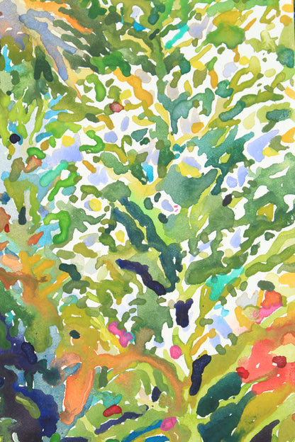 White Horse Watercolor Original Painting by Tanbelia