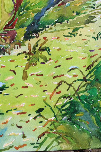 Green River Watercolor Original Painting by Tanbelia