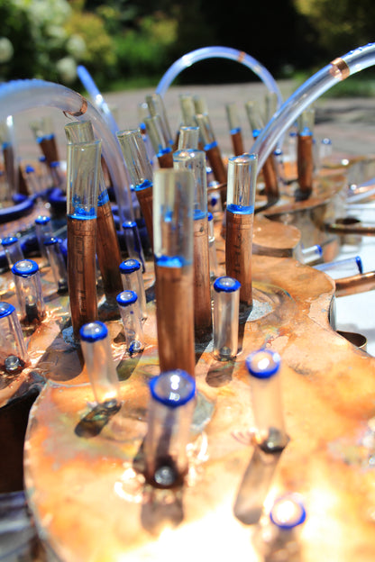 The Weed - Abstract Copper Sculpture with Solar Battery Light by Tanbelia