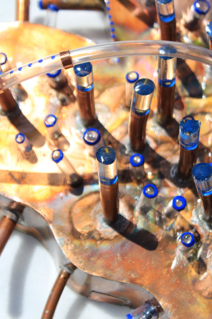 The Weed - Abstract Copper Sculpture with Solar Battery Light by Tanbelia