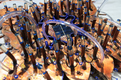 The Weed - Abstract Copper Sculpture with Solar Battery Light by Tanbelia