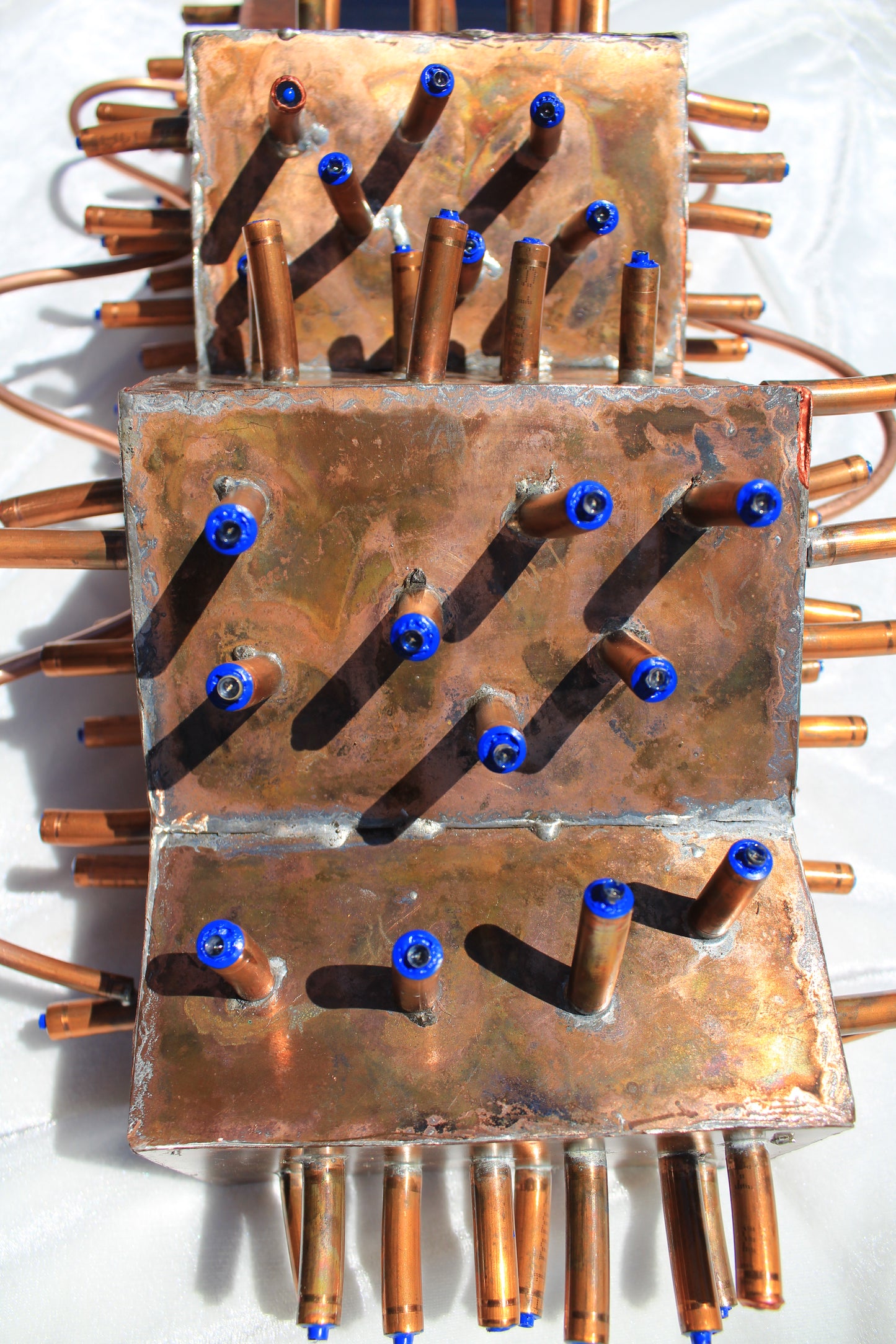 The Reed - Abstract Copper Sculpture with Solar Battery Light by Tanbelia