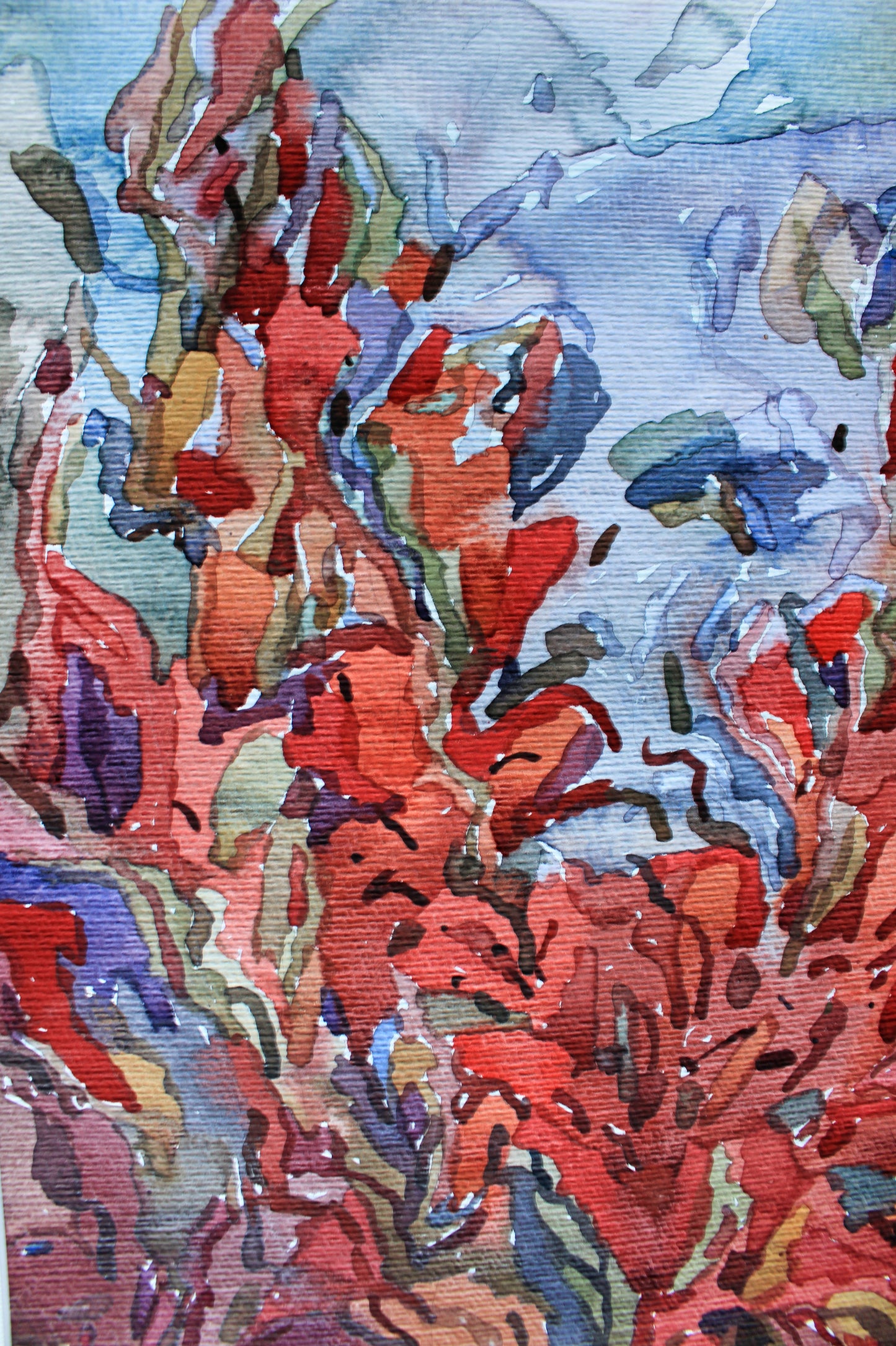 Red Gladiolus Flowers Painting by Tanbelia