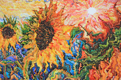 Extra Large Sunflowers Watercolor Painting by Tanbelia