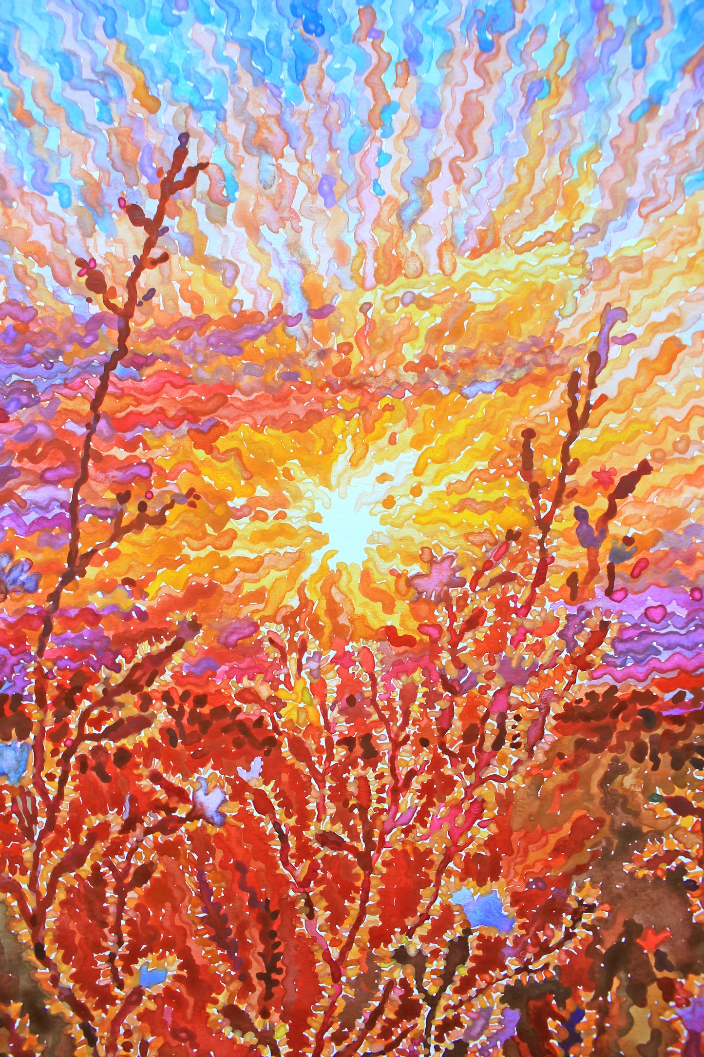 White Campion Flowers Watercolor Painting by Tanbelia