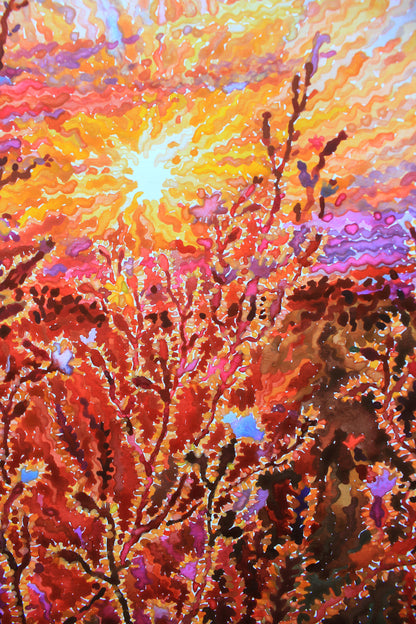 White Campion Flowers Watercolor Painting by Tanbelia