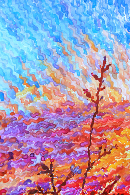 White Campion Flowers Watercolor Painting by Tanbelia