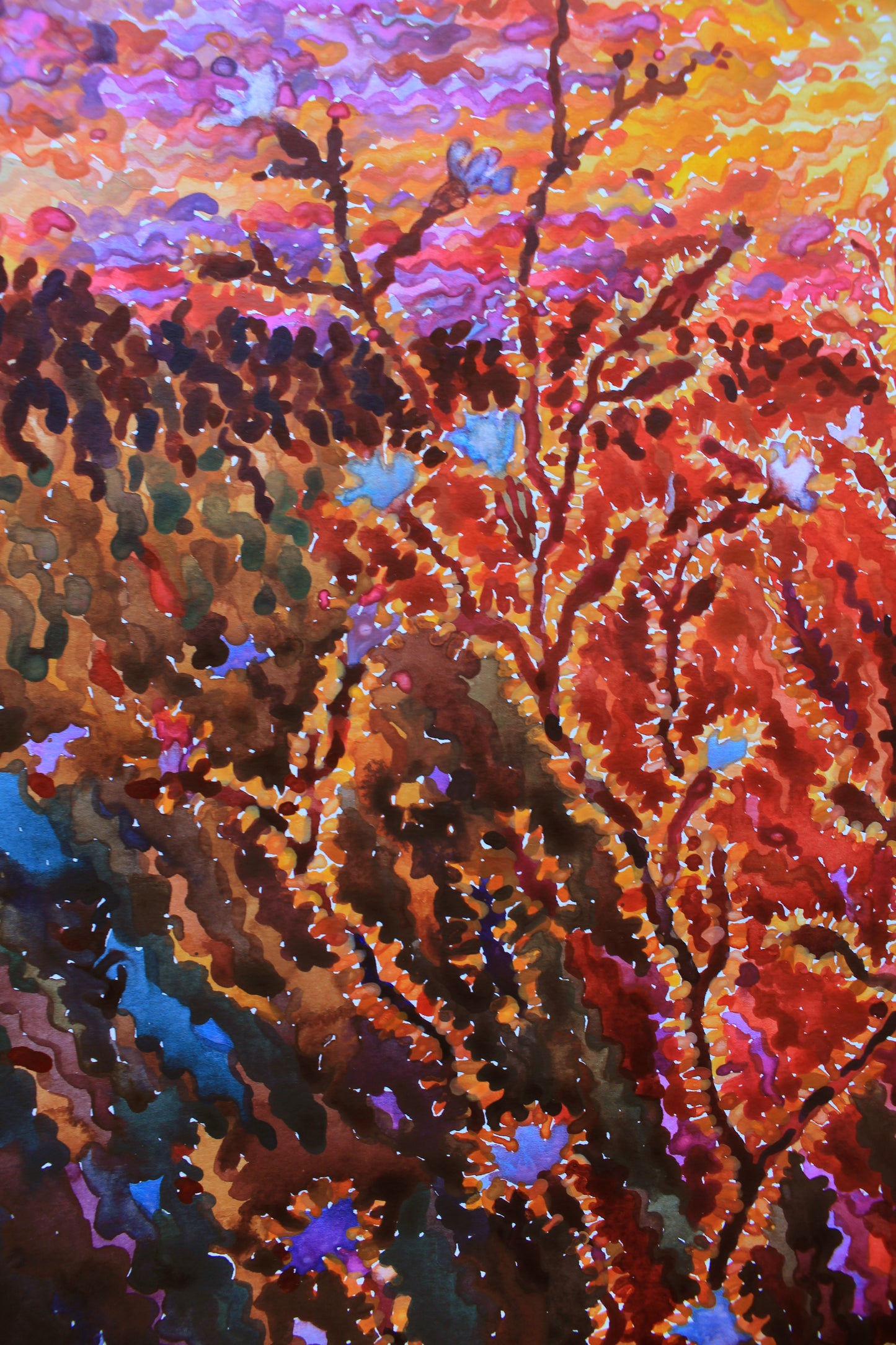 White Campion Flowers Watercolor Painting by Tanbelia