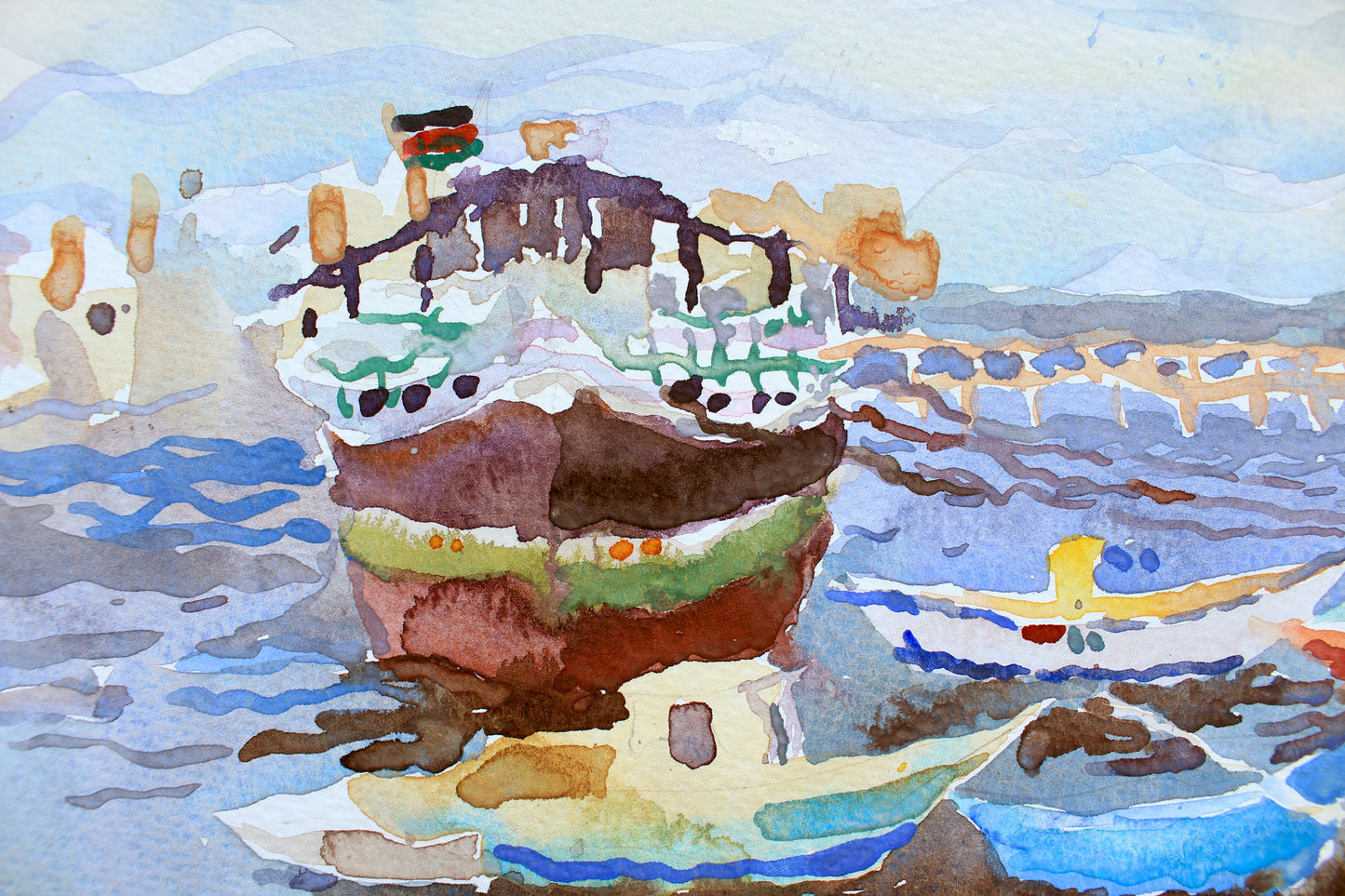 Mombasa Harbor Watercolor Painting by Tanbelia