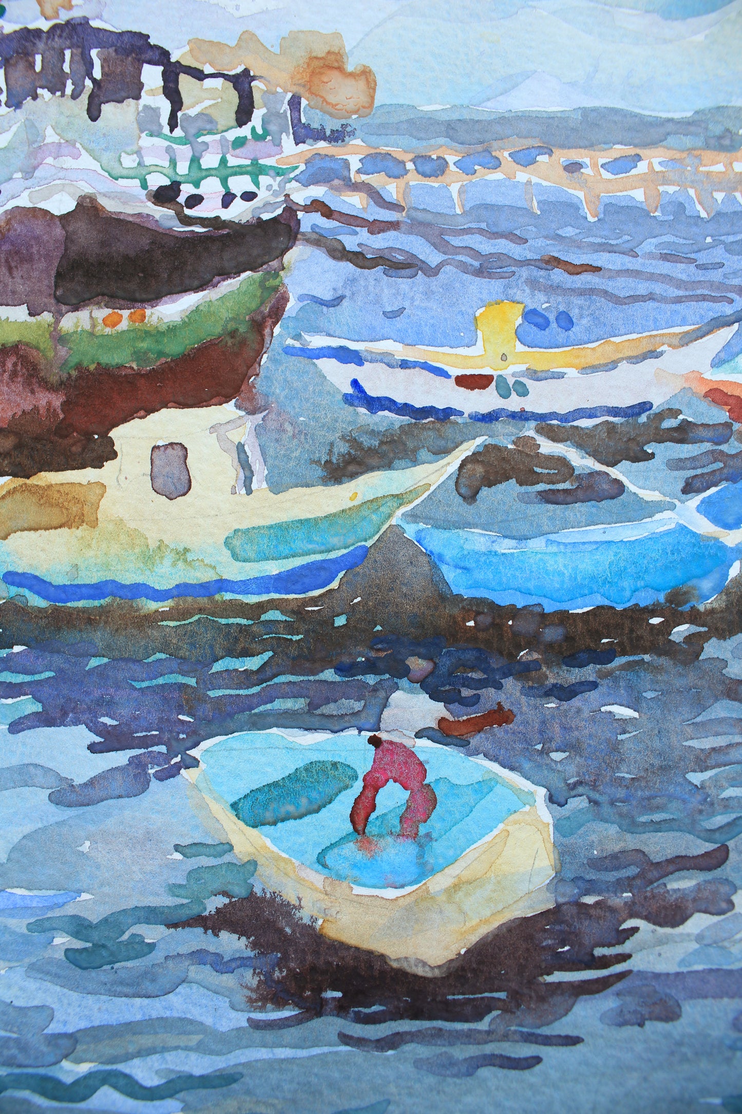 Mombasa Harbor Watercolor Painting by Tanbelia