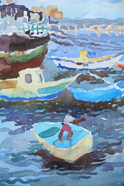 Mombasa Harbor Watercolor Painting by Tanbelia