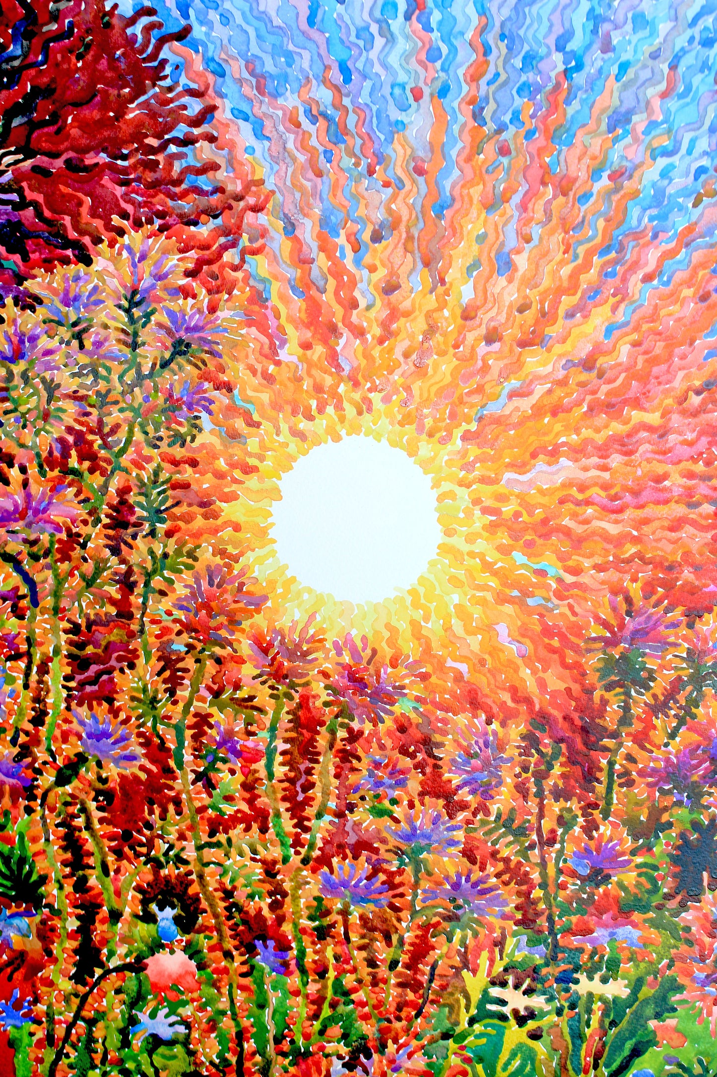 Extra Large Watercolor Painting of Summer Garden by Tanbelia
