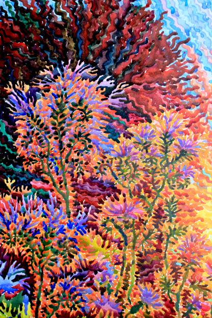Extra Large Watercolor Painting of Summer Garden by Tanbelia